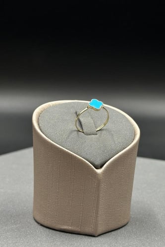 خاتم ذهب ورده مع صدف ملون انيق للغاية