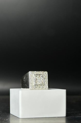 خاتم فضة رجالي 925 مع الماس بوزن 8.85 جرام بتصميم...