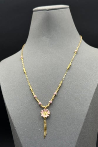 عقد وردة ذهب تصميم هندي عيار 21 وزن 5.7 جرام