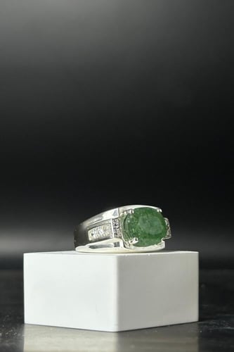 خاتم فضة رجالي 925 مع الماس بحجر كوارتز بوزن 13.1...