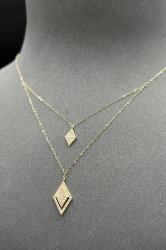 سلسلة ذهب عيار 18 دورين معين تصميم الماس وزن 1.1 ج...