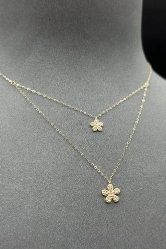 سلسال ذهب ناعم عيار 18 دورين زهرة تصميم الماس وزن...