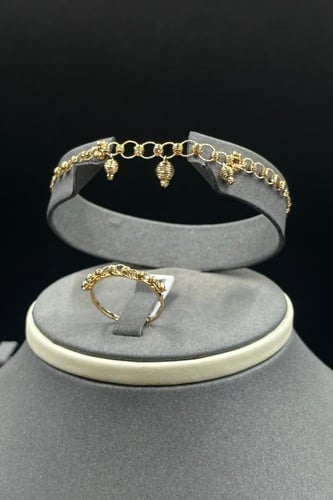 طقم شوكر ذهب عيار 21 تصميم جنزير فاخر