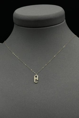 عقد مستطيل ناعم ذهب تصميم الماس