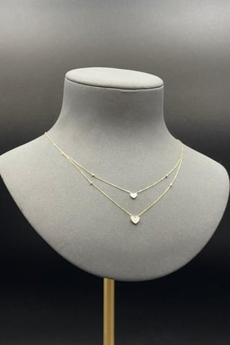 عقد قلب دورين ذهب مع صدف ابيض عيار 18 وزن من 2.2 ا...