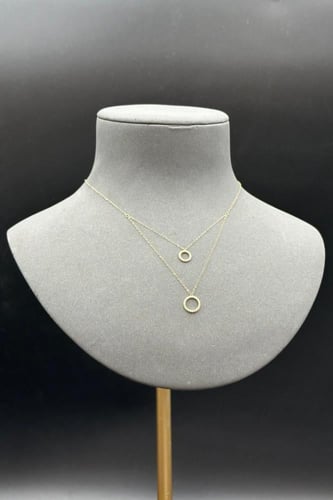 سلسلة ذهب عيار 18 دورين دائري بتصميم الماس وزن 0.8...