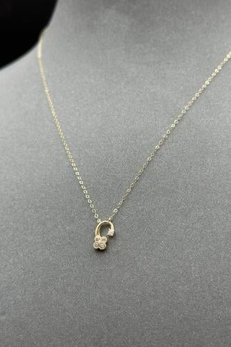 سلسال ذهب ناعم عيار 18 وردة بتصميم الماس وزن 0.6 ج...