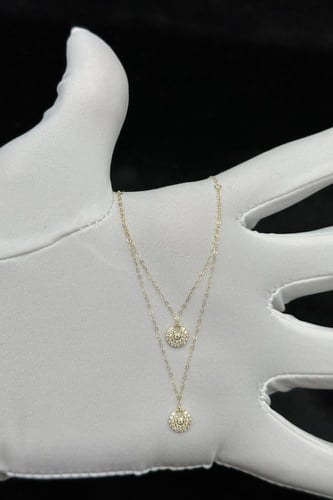 سلسال ذهب ناعم عيار 18 دورين بتصميم الماس وزن 0.8...