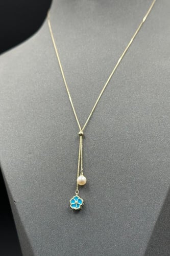 سلسلة ذهب عيار 18 لؤلؤ مع صدف ملون وزن من 1.2 الى...