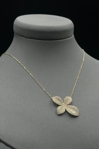 عقد ذهب بتصميم وردة الماسي فخم- بحجم كبير - ذهب عي...