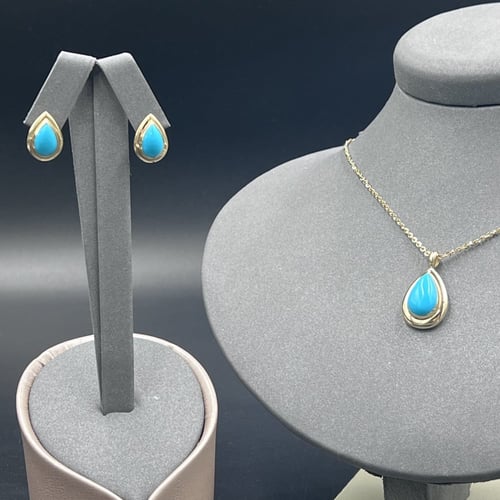 طقم ذهب ايطالي عيار 18 لون فيروزي مضيئ بالظلام