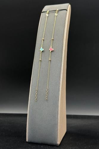 اسوارة اطفال فراشة ذهب صافي ملون عيار 18 وزن 1.2 ج...