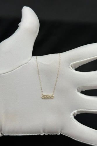 سلسلة ذهب عيار 18 مستطيل تصميم الماس وزن 0.6 جرام