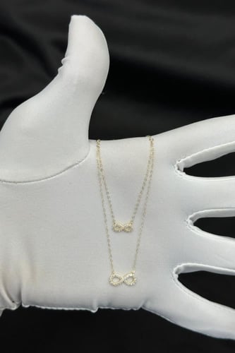 عقد ذهب عيار 18 انفنتي دورين تصميم الماس وزن من 0....