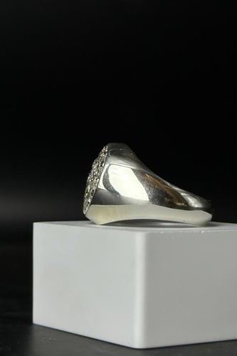 خاتم فضة رجالي عيار 925 مرصع الماس بوزن 8.96 جرام