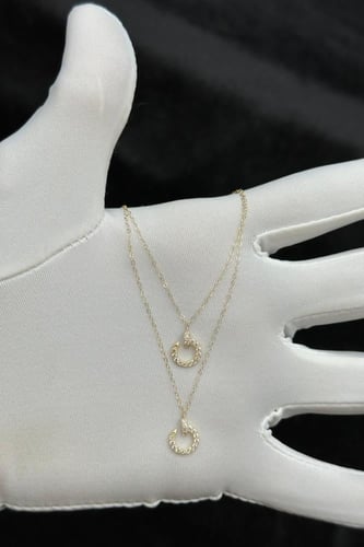 سلسلة ذهب عيار 18 دورين مسمار تصميم الماس وزن 0.9...