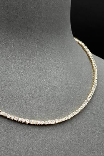 سلسلة ذهب عيار 18 تنس بتصميم الماس وزن 14.4 جرام