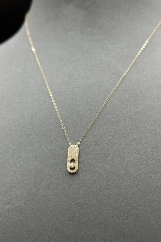 عقد مستطيل ذهب تصميم الماس عيار 18 وزن 0.7 جرام