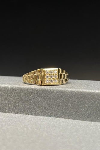 خاتم مربع ذهب تصميم الماس عيار 18