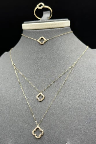 طقم دورين دورة مفرغ ذهب تصميم الماس عيار 18 وزن من...