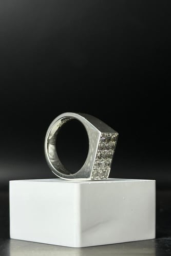 خاتم فضة رجالي 925 مع الماس بتصميم مربع بوزن 10.1...