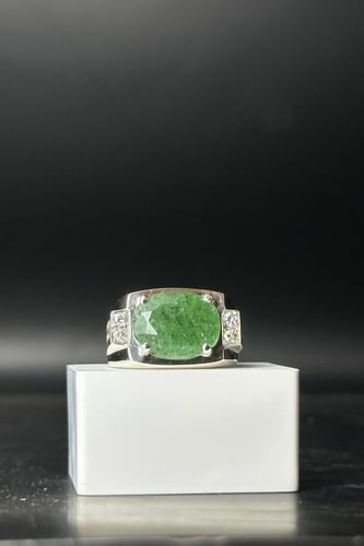 خاتم فضة رجالي 925 مع الماس بحجر كوارتز بوزن 13.1...