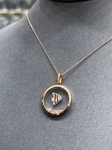 تعليقة ألماس فاخرة مع ذهب موديل روز جولد