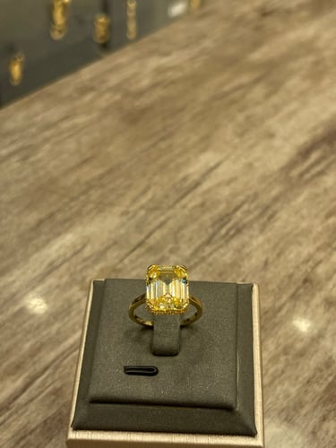 خاتم فص فانسي ذهب تصميم الماس