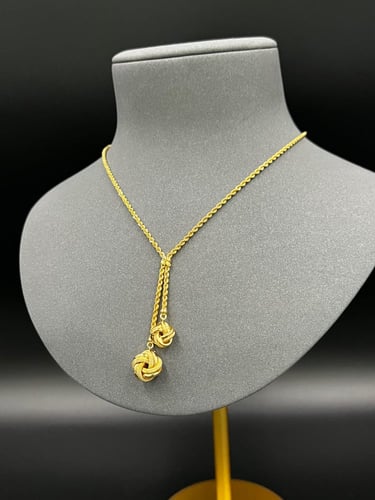 سلسال ذهب ناعم عيار 18 لونين مكرونة نازل وزن 5.5 ج...