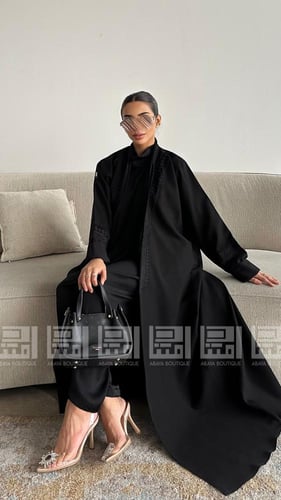 عباية بشت سوداء فاخرة بتطريز ملكي- 1055