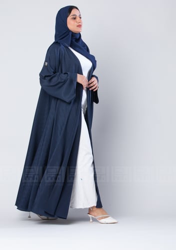 عباية كلوش صيفية بقماش حراير كحلي مخطط بتصميم A LI...