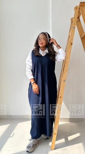 مريول مدرسي ثنوي شيال كحلي بفيونكات 4004