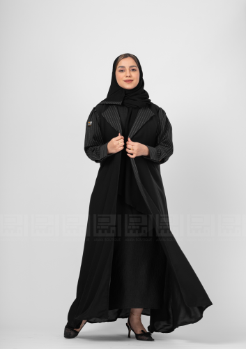 عباية رسمية أنيقة بقماش مخطط- 1378