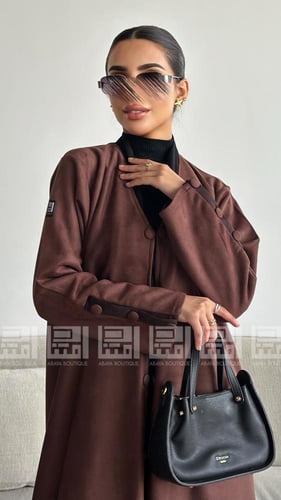 عباية شتوية شامواه بني أنيقة بتصميم واسع- 1245