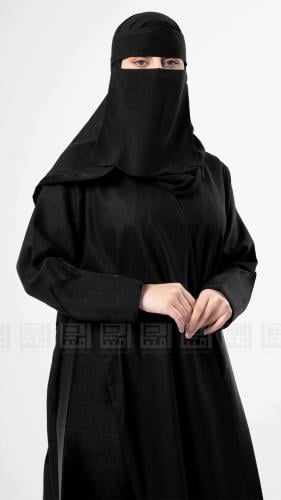 عباية سوداء بتطريز أسود- 1419