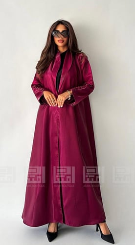 عباية صيفية برقندي لامعة بقصة A Line من قماش الميك...