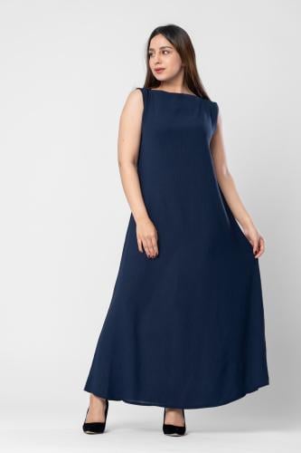 فستان عباية بقصة مميزة باللون الكحلي 2050