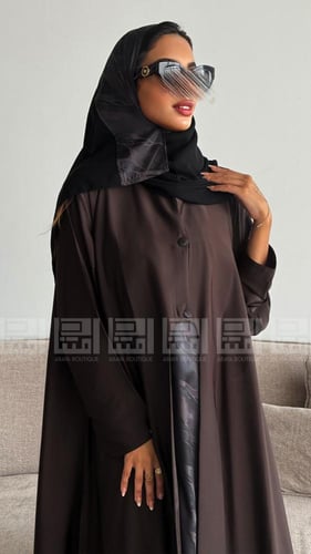 عباية بفستان متصل بتداخل قماش الجاكار الصيفي- 1588