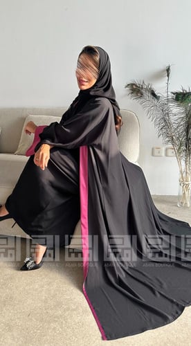 عباية يومية سوداء بقماش دبل فيس 1298
