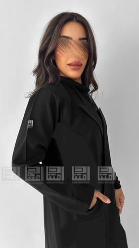 عباية سوداء ربع كلوش بليزر بقماش ليمار البارد- 144...