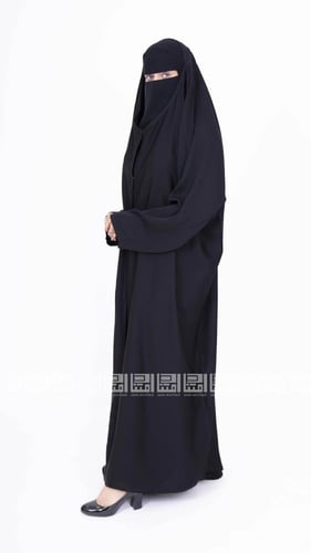 عباية رأس سوداء بأزرار كامل- 1263