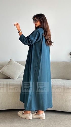 عباية تركواز صيفية أنيقة بقطع مميزة- 1463