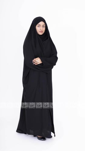 عباية رأس سوداء بأزرار كامل- 1263