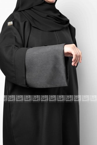 كم عباية منفصل أسود من الجاكار -3059