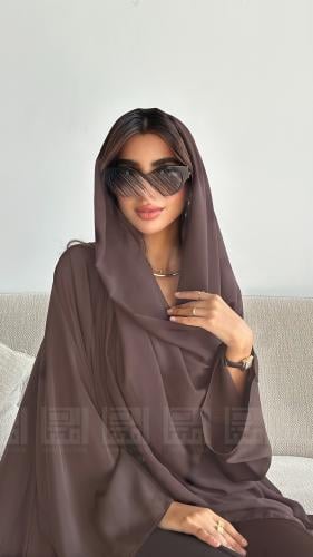 عباية كلوش صيفية بقماش حراير بني فاتح بتصميم A LIN...