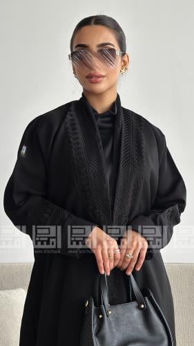 عباية بشت سوداء فاخرة بتطريز ملكي- 1055