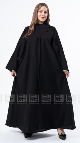 عباية سوداء بقصة رسمية بتطريز زهور- 1418