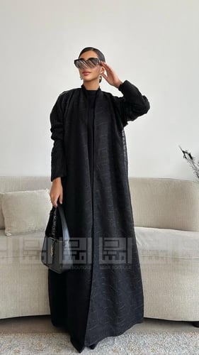 عباية دبل فيس بتطريز أسود 1242