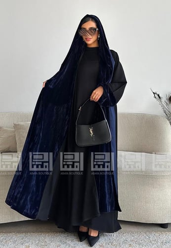 بكج عباية شتوية كحلية بتصميم أنيق وأقمشة متجانسة-...