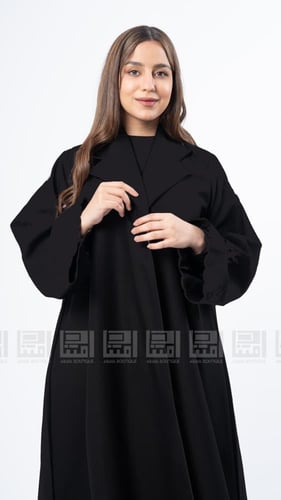 عباية سوداء بقصة رسمية بتطريز زهور- 1418